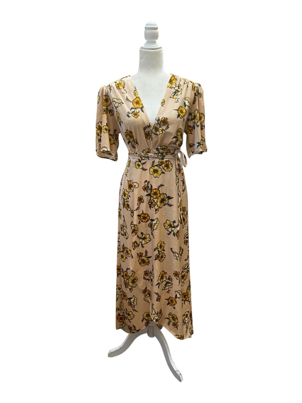Love,Fire Womens Velour Velvet Floral Wrap Dress Bohemian